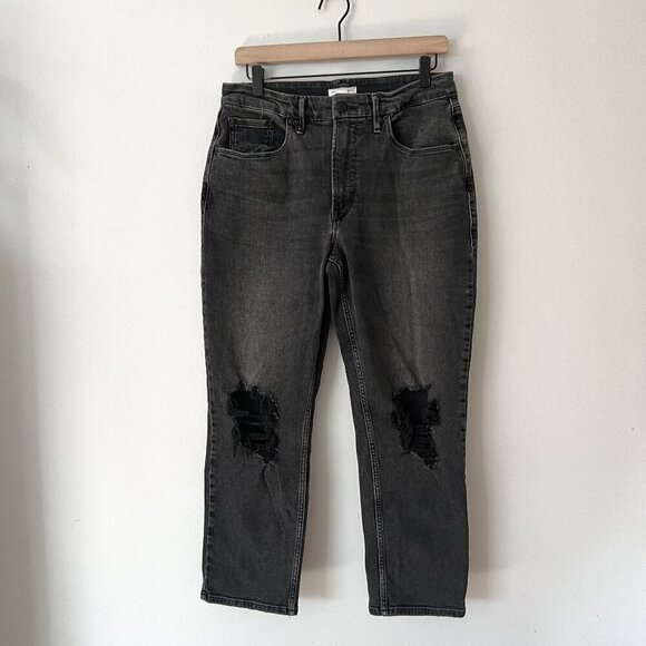 Good American Good Icon Cropped Straight Jeans Charcoal Gray Black Size 10/30 - Picture 1 of 8